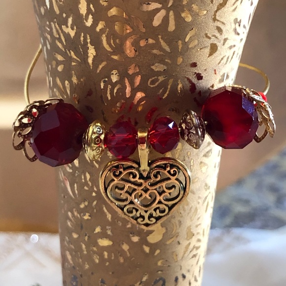$2 Each WINE CHARMS SET OF 6 Gold Red, Elegant Wire Wrapped, A special gift. - Picture 5 of 6